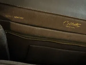 Two-Tone Cream and Dark Brown Leather Shoulder Bag with Gold Chain thumbnail 2