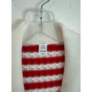 Old Navy Red White Stripped Button Down Crochet Sweater Womens Size Large Tall thumbnail 3