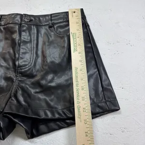 AKIRA Black PU Leather Mini Shorts Women’s Medium High Rise Y2K Clubwear Moto thumbnail 13