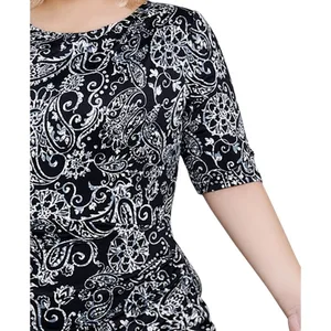 NWT NY Collection Size Elbow Sleeve Side Pleat Dress Night Historic Black 1X thumbnail 2