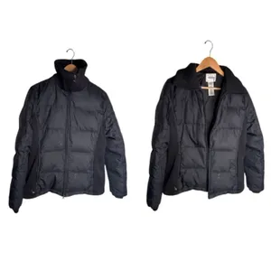 Old Navy Puffer Coat Size Medium Black Side Panels Vintage Down Feather FLAWED thumbnail 14