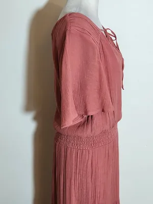 Luxology Dusty Pink Tiered Maxi Dress Size Large Wedding Guest Dress thumbnail 4