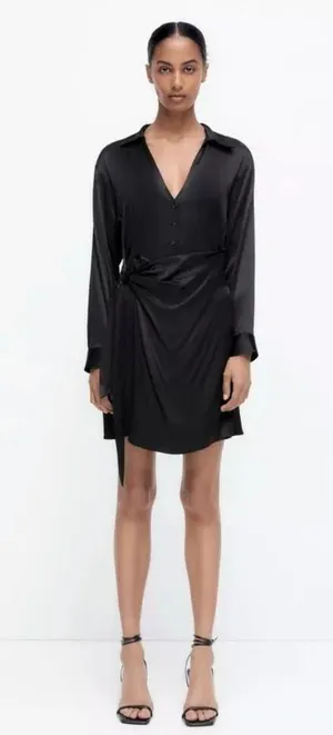 ZARA Black Satin Dress thumbnail 3