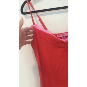 BETSEY JOHNSON Y2K Intimates Luscious Red Pink Slip Dress Size Medium -3056 thumbnail 3