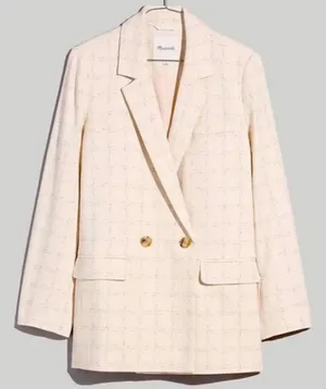 Madewell Plus‎ Size 1X Cream The Caldwell Blazer Ghent Plaid thumbnail 1