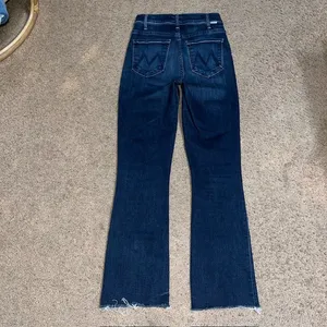Mother The Hustler Ankle Fray Jeans High Rise‎ Flare Freebird Dark Blue Wash 26 thumbnail 6