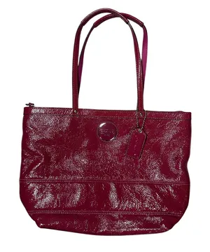 Coach Signature C Patent Leather Tote Bag Raspberry F15142 thumbnail 1