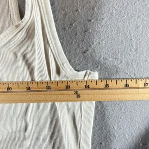 766 | NWOT Aerie Ribbed Embroidered Clover Racerback Tank Top White Womens Large thumbnail 3