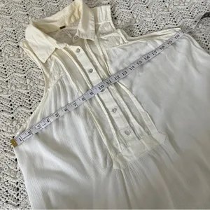 Free People Gauze Sleeveless Lace Tunic Top Cream (Medium) thumbnail 4