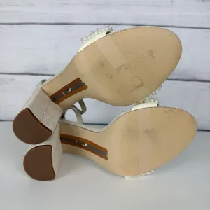 SAM EDELMAN Yaro Perla Beaded Block Heel Sandals Ivory US Size 7.5 Wedding Party thumbnail 8