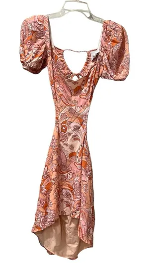 Sky To Moon Women’s Pink Peach Floral‎ Mini Dress Size Small Funky Boho 7… thumbnail 1