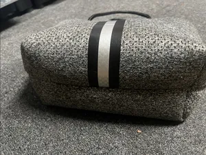 Haute Shore Textured Gray Carry Bag with Black & Silver Stripe thumbnail 2