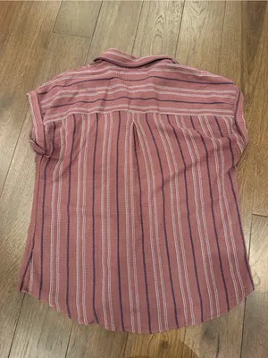 Cosmic Blue Love Mauve Striped Button-Front Top in Size Medium - C71-013 thumbnail 6