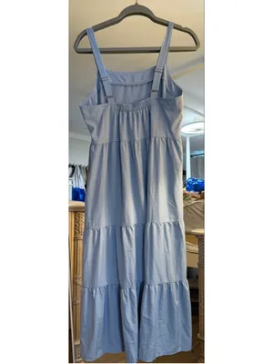 NEW Blue Tiered Maxi Sun Dress M thumbnail 2