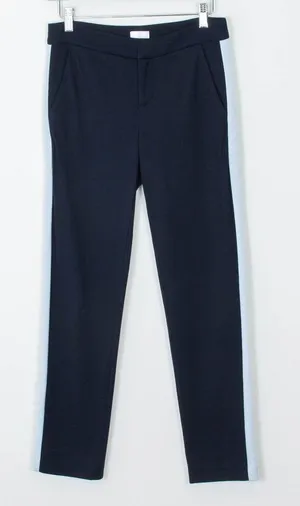 Ecru Sullivan Ponte Tuxedo Stripe Ankle Trouser Pants Navy Blue‎ Womens Size XS thumbnail 1
