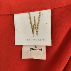 W By Wenjie Red Top Large Sleeveless Button‎ Down Bold Statement Cottagecore thumbnail 5