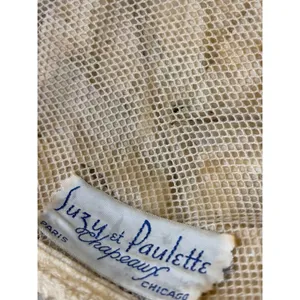 Suzy et Paulette Chapeaux Vintage Floral‎ Pillbox Hat with Veil Champagne Pearl thumbnail 6