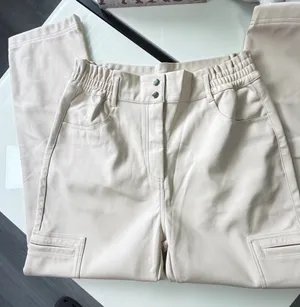 NWOT Shinestar Cream Faux Leather High Waist Cargo Pants L⁠🎀 thumbnail 7