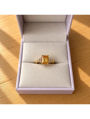 Vianne Natural Citrine 1.70ct Emerald Cut 18K Gold Vermeil Ring Size 7 thumbnail 4