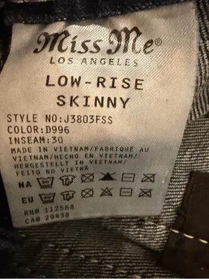 Miss Me Womens Low Rise Skinny Jeans Distressed Flap Pockets Size 26 thumbnail 7