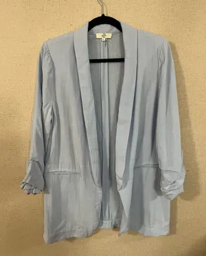 Light blue linen blazer thumbnail 1