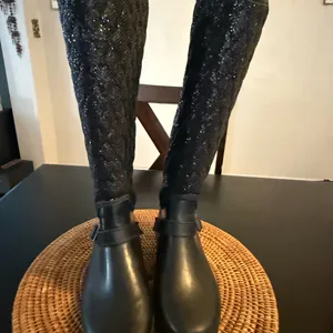 Sperry‎ sparkly waterproof Black Quilted Knee-High Boots size 8 thumbnail 4