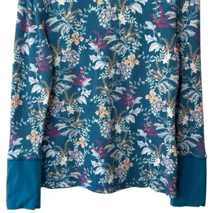 Sundance Blue Pink Floral‎ Long Sleeve Waffle Knit Thermal Top Feminine XS thumbnail 4