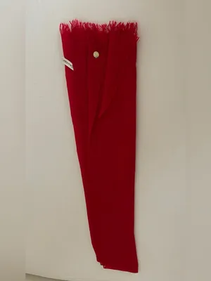 Calvin Klein Red Scarf Gold Charm Eyelash Fringe thumbnail 3