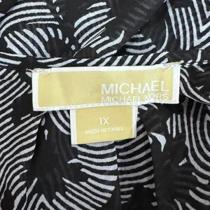 Michael Michael Kors Black Print V-Neck Blouse Plus Size 1X thumbnail 4