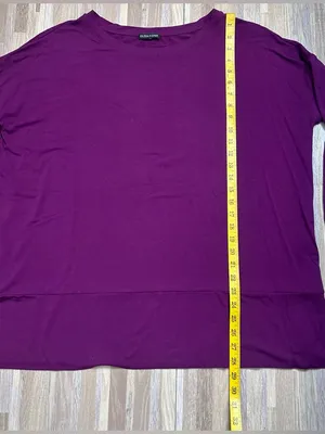 Eileen Fisher Plum Long Sleeve Relaxed Tee Women’s Size XL thumbnail 3