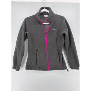 Columbia Womens Fleece Jacket Gray Pink Benton Springs Full‎ Zip S thumbnail 2