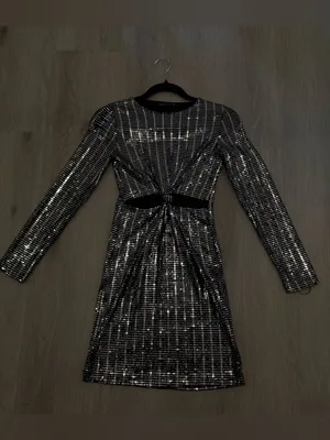 Zara Sequin cutout Knott front Mini dress thumbnail 3
