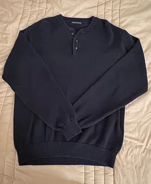 Brandy Melville Navy Crewneck Henley Sweater thumbnail 1