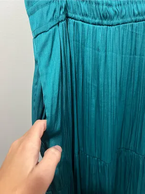 Anthropologie The Somerset Teal V-Neck Tiered Maxi Dress Medium thumbnail 4