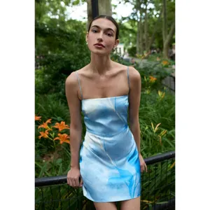 New Amanda Uprichard Avani Mini Dress Blue Ombré Square‎ Neck Size Small thumbnail 3