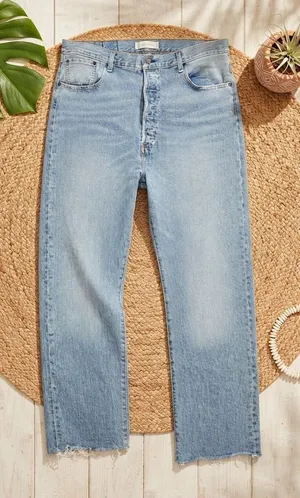 Levi's 501 High Rise Raw Hem Straight Leg Jeans | Light Wash thumbnail 1