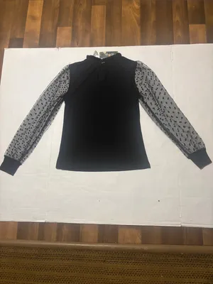 Blooming Jelly Black Ruffle Neck Polka Dot Mesh Sleeve Top S Dopamine Preppy Lux thumbnail 5