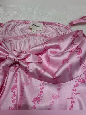 Rareraw Cottagecore Coquette Pink Satin Pajama Set Size Medium thumbnail 14