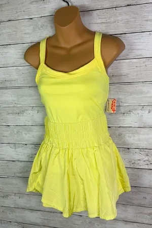 Free People FP Movement Way Home Skort Romper Lemon Verbana Size Small thumbnail 3
