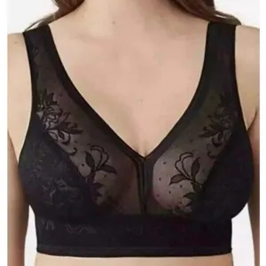 Wacoal Size 38 Net Effect Soft Cup Bra Bralette Lace Wire Free Black 810340 thumbnail 1