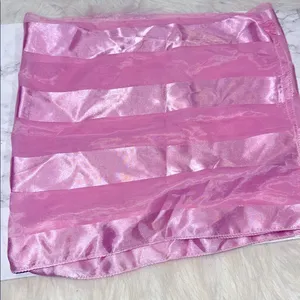 Pink Satin Striped Scarf thumbnail 1