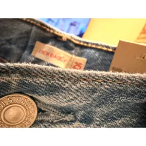Levi's Womens Jeans 25 Blue Silver Cinch Baggy Metallic Side Stripe High Rise thumbnail 6