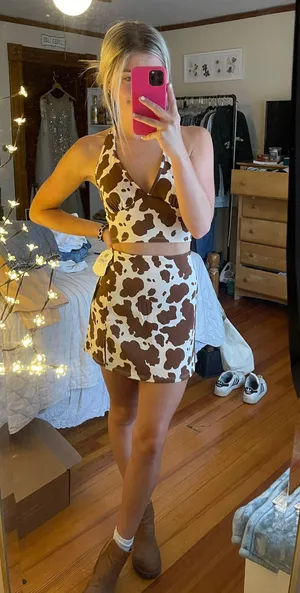 Altar'd State NWT Cowprint Skirt thumbnail 2