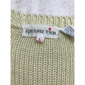 Vintage Grand Tier Womens‎ Cream Cable Knit V Neck Button Vest Sweater Size L thumbnail 4