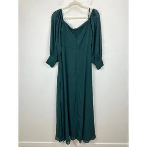 Lulus Feel the Romance Emerald Green Of The Shoulder Maxi Dress Formal L NWT thumbnail 12
