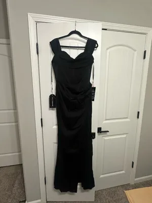 Dylan & Davids Corset Satin Formal Evening Dress in Black thumbnail 5