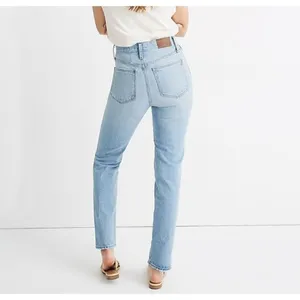 Madewell Classic Straight Jeans Size 25 Blue Distressed High Rise Rigid Denim thumbnail 2