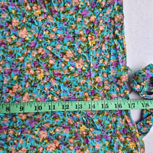 Silk & Salt‎ NWT Teal Floral Halter Maxi Dress Tie Waist Double Slit Medium thumbnail 11