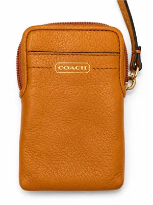 Coach Pebbled Leather Shoulder Bag in Cognac Orange thumbnail 3