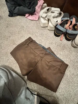 Brown leather shorts with belt thumbnail 3